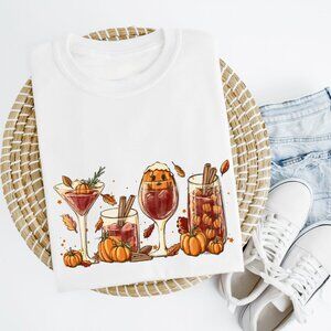 Fall Wine Halloween T-Shirt, Spooky Season Fall Graphic Tee for Autumn Lovers 26